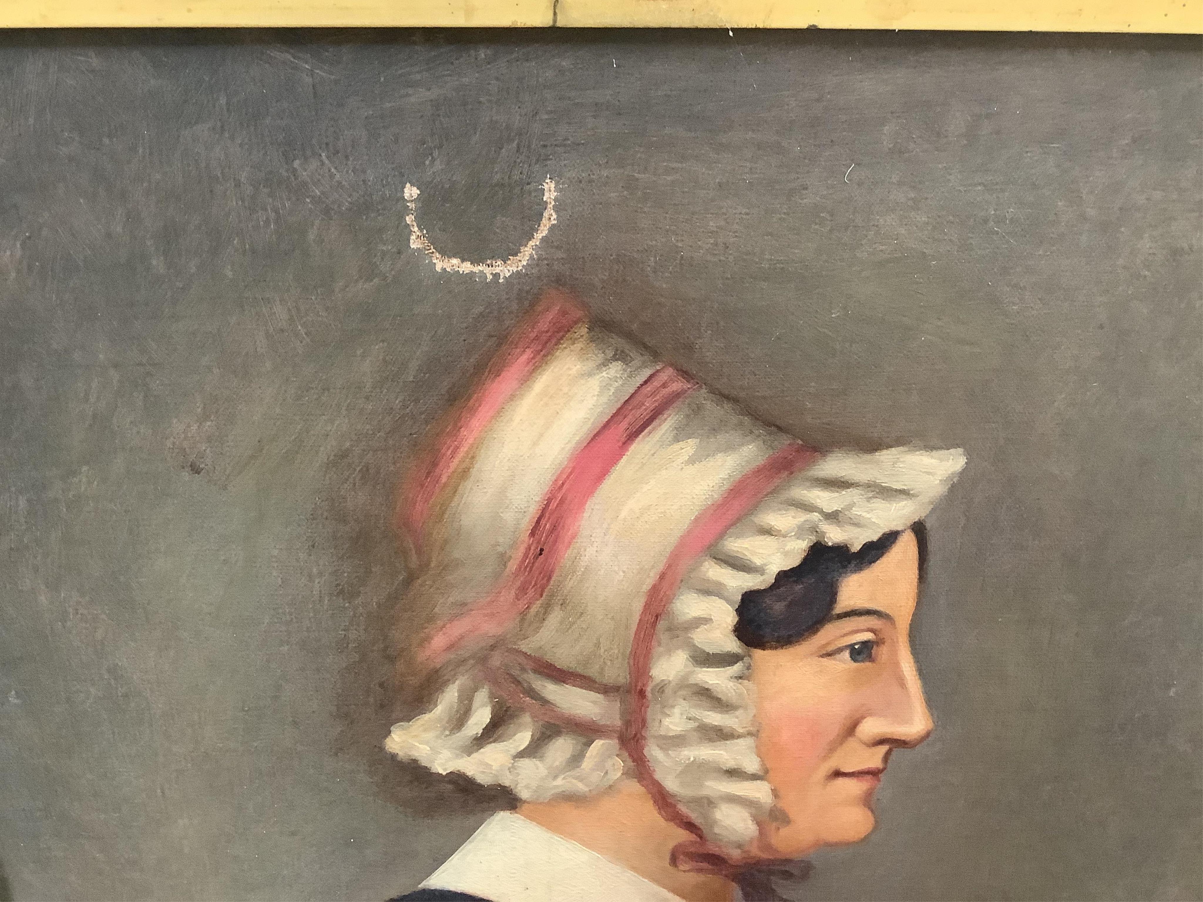 19th Century, Naïve school, Portraits of a lady and gentleman, pair of oils on board, 59 x 49cm